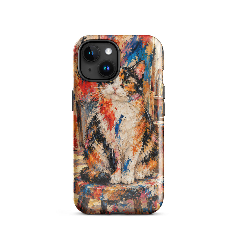 Custom cat portrait phone case in the Abstract Expressionism style