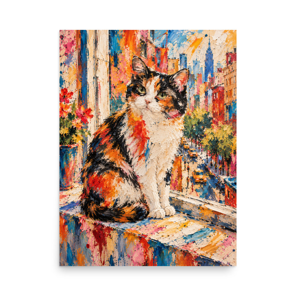Custom cat portrait poster in the Abstract Expressionism style