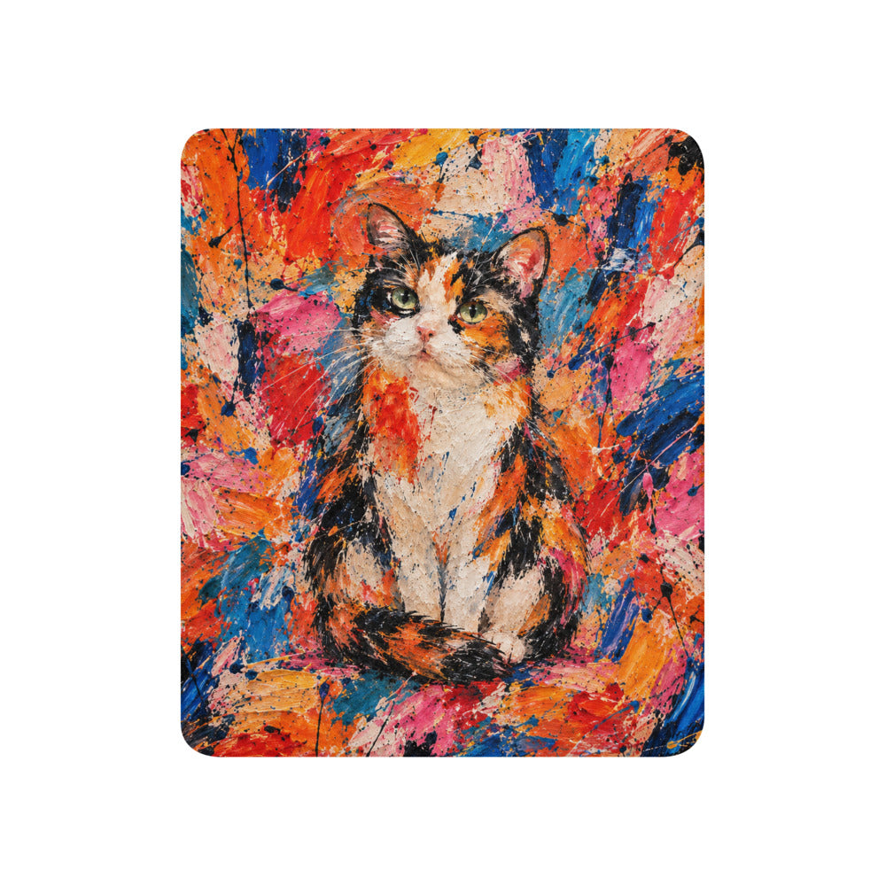 Custom cat portrait blanket in the Abstract Expressionism style