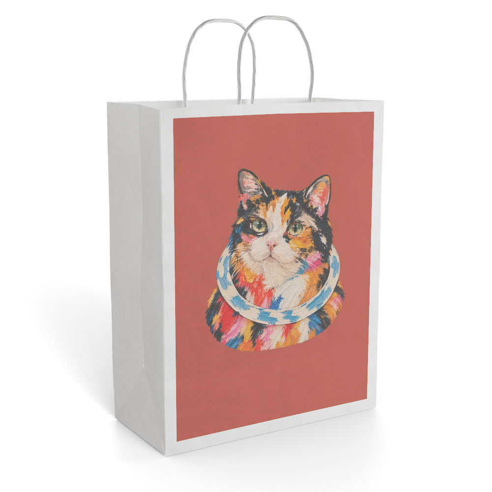 Custom cat portrait gift bag in the Abstract Expressionism style