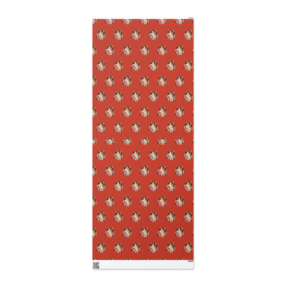 Custom cat portrait wrapping paper roll in the Abstract Expressionism style