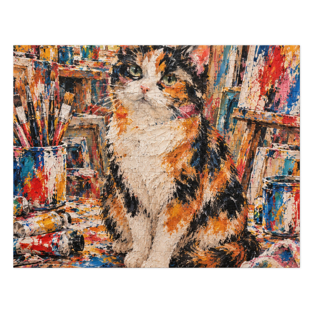 Custom cat portrait jigsaw puzzle in the Abstract Expressionism style