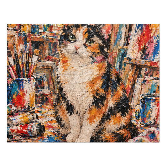 Custom cat portrait jigsaw puzzle in the Abstract Expressionism style