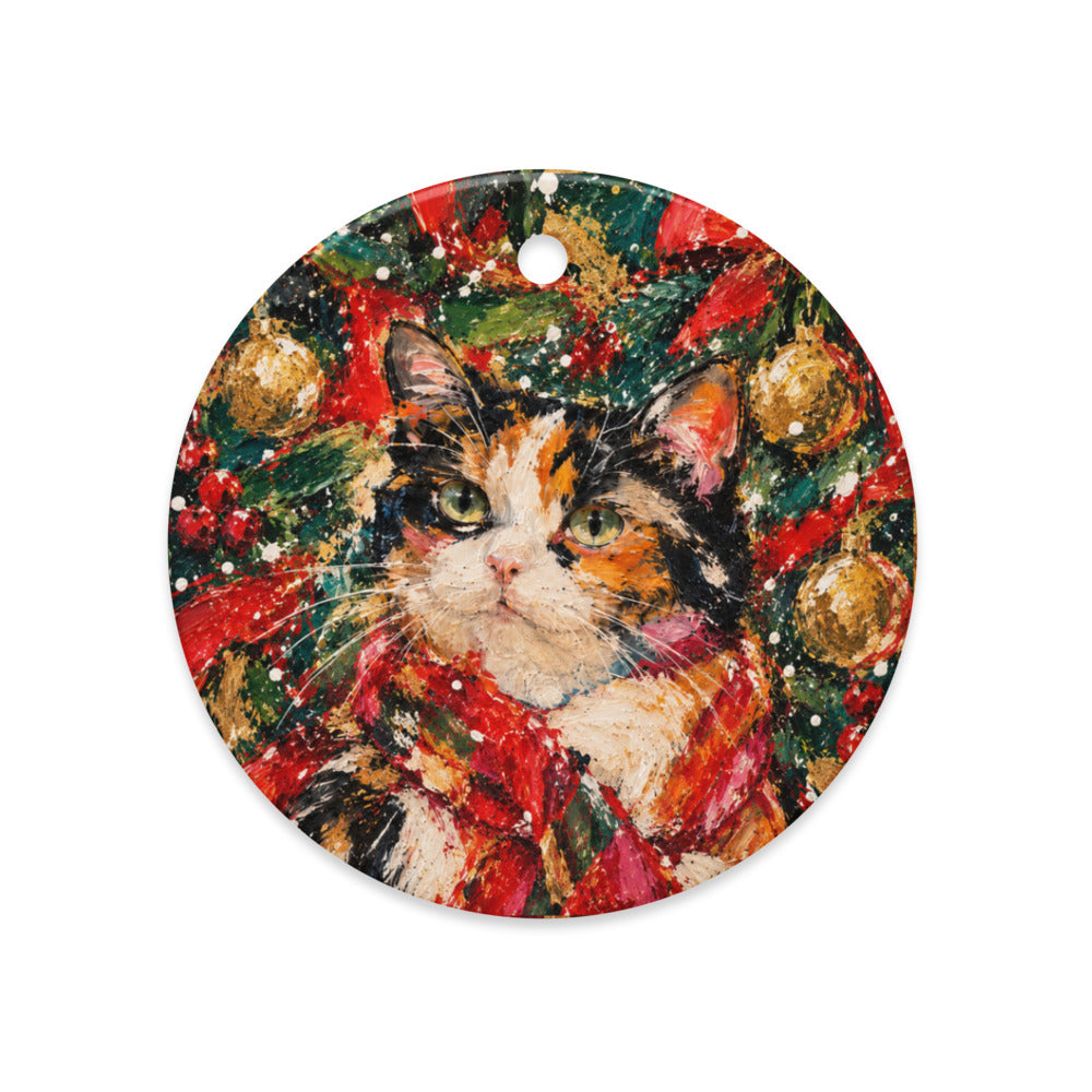 Custom cat portrait ornament in the Abstract Expressionism style