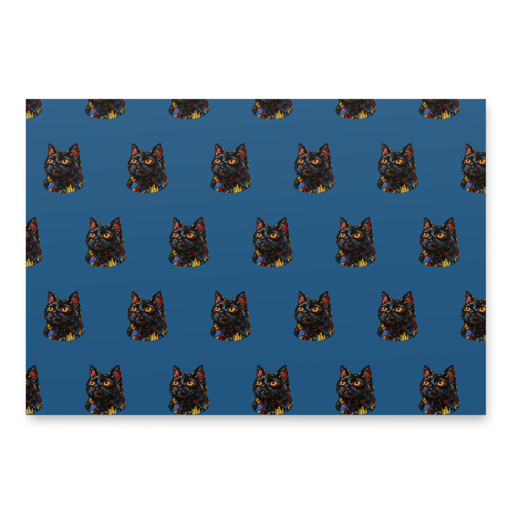 Custom cat portrait wrapping paper in the Basquiat style