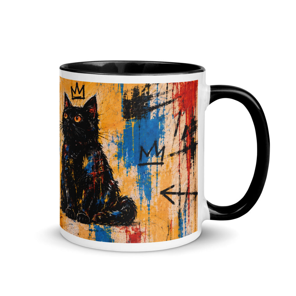 Custom cat portrait mug in the Basquiat style