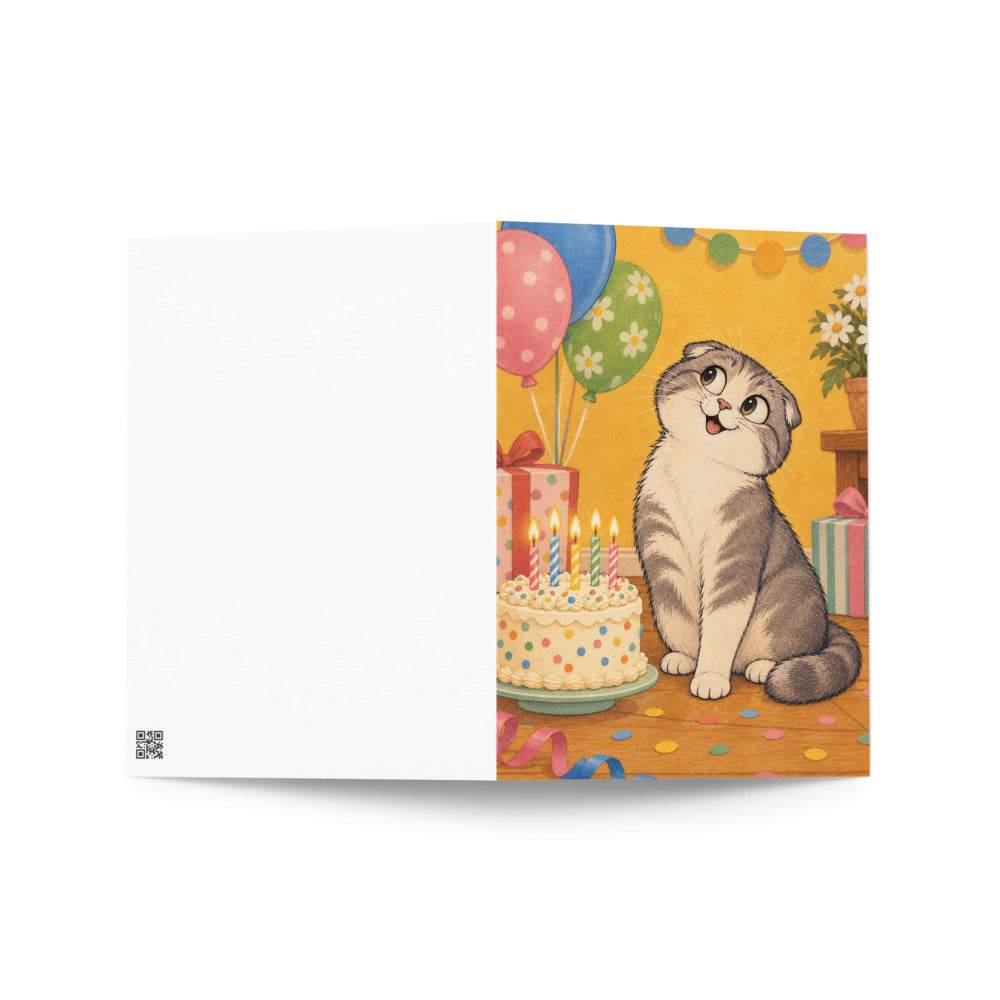 Custom cat portrait greeting card in the Cartoon style