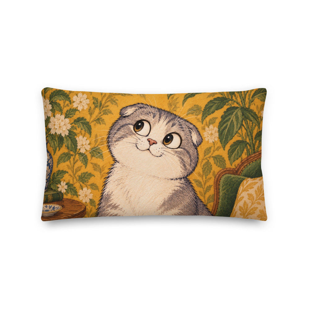 Custom cat portrait lumbar pillow, Cartoon style, 20" x 12", lumbar
