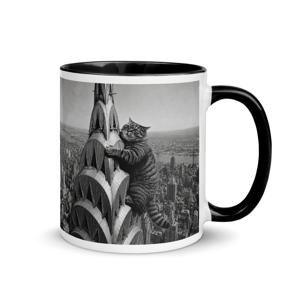 Custom cat portrait mug in the Chrysler Building style