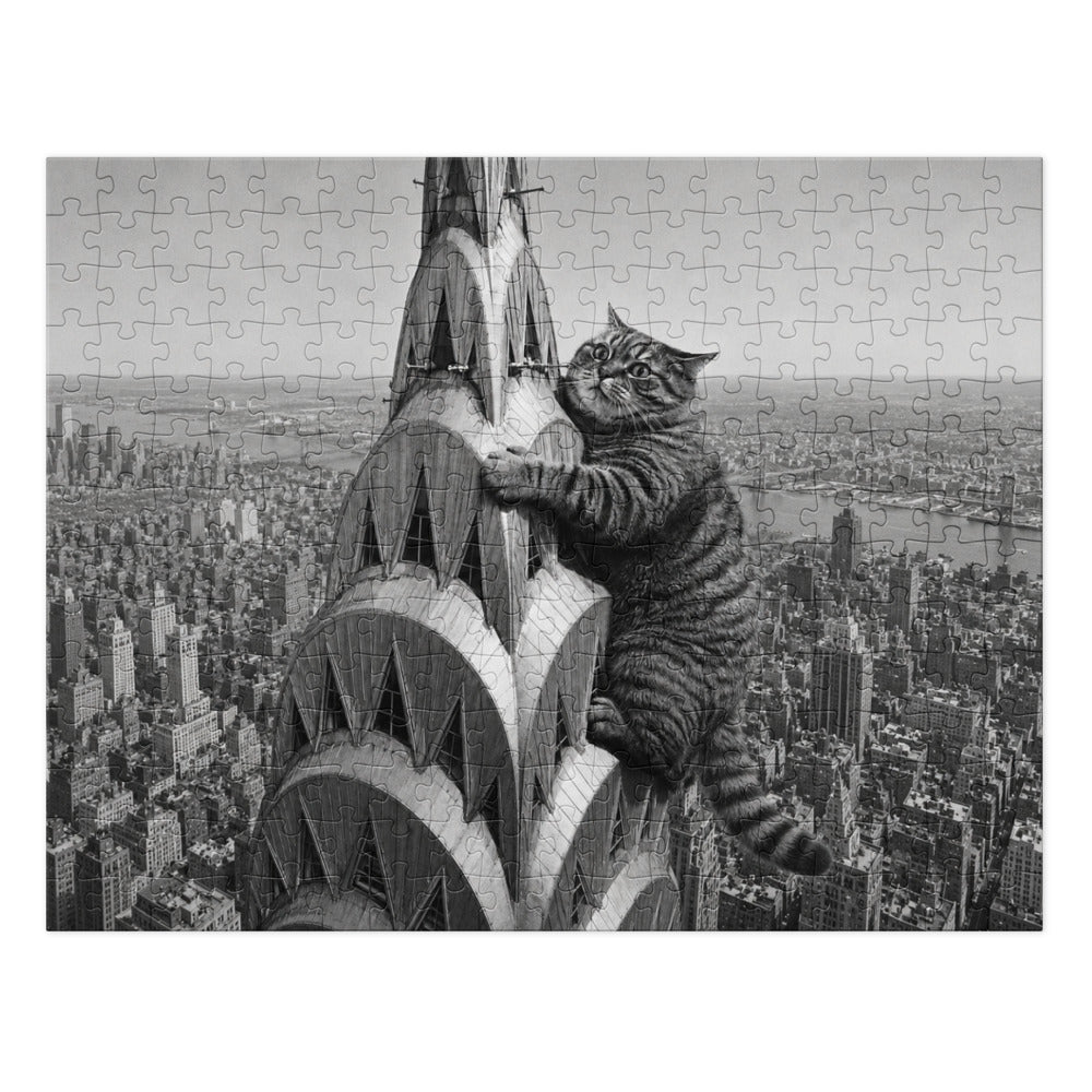 Custom cat portrait jigsaw puzzle in the Chrysler Building style
