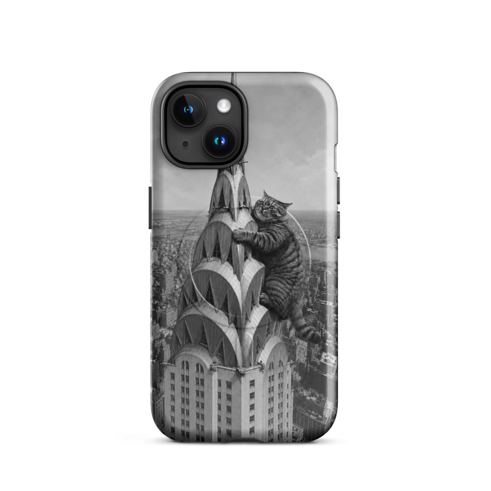 Custom cat portrait phone case in the Chrysler Building style