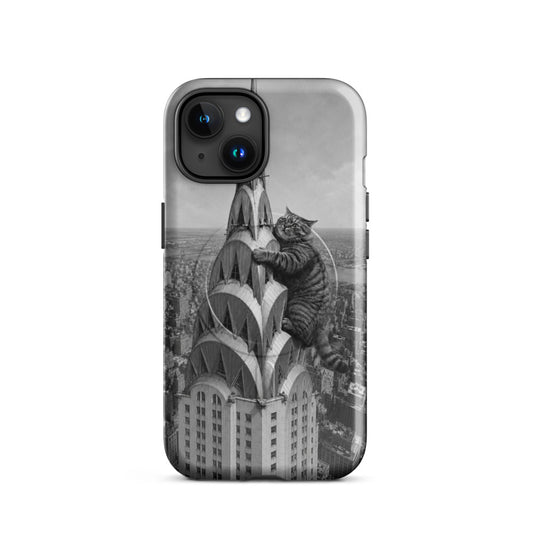 Custom cat portrait phone case in the Chrysler Building style