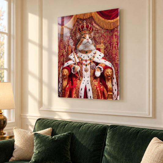Custom cat portrait acrylic print, Royal style, 1 cat, hanging on the wall