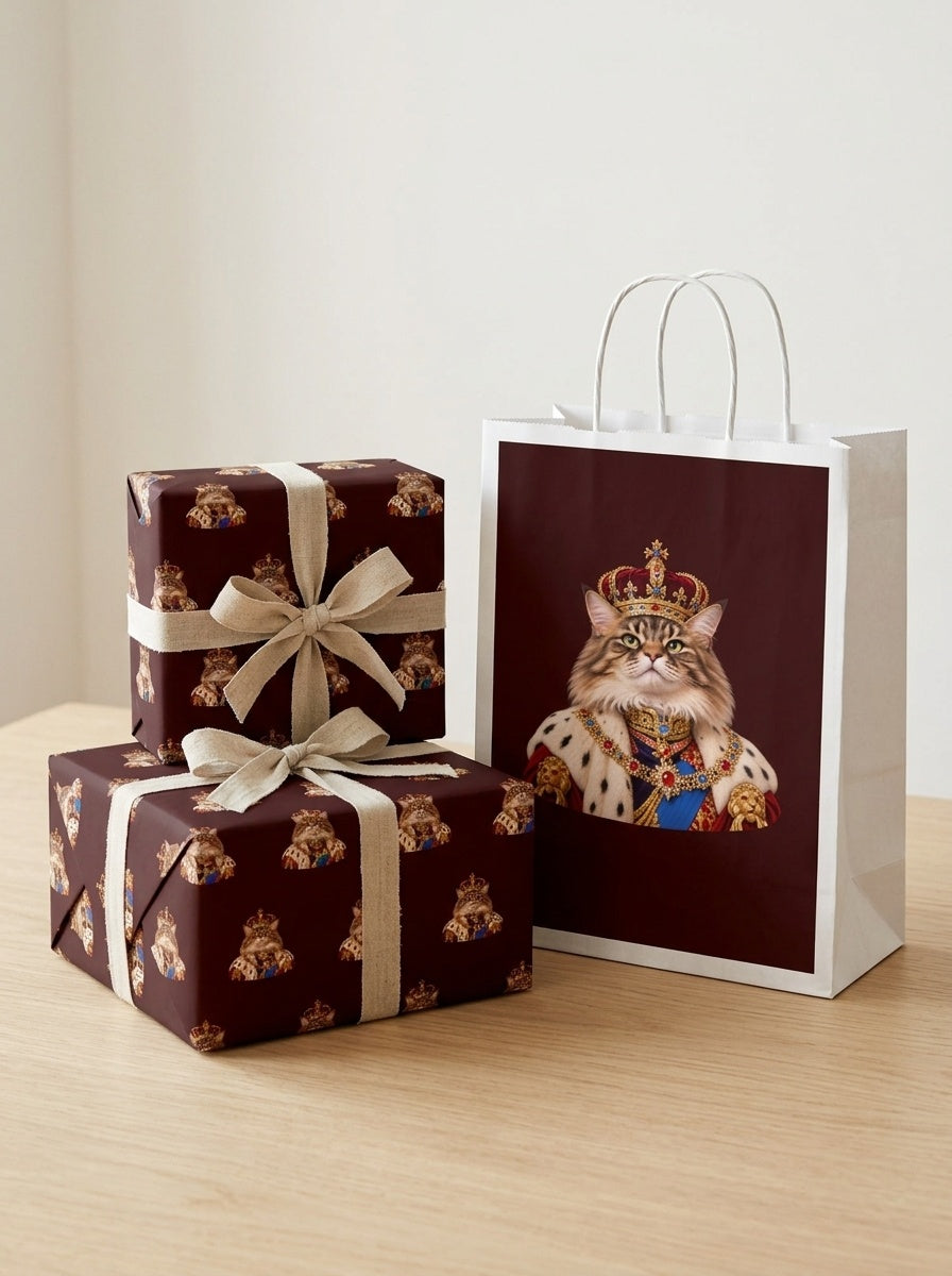Custom cat portrait gift bag, Royal style, lifestyle