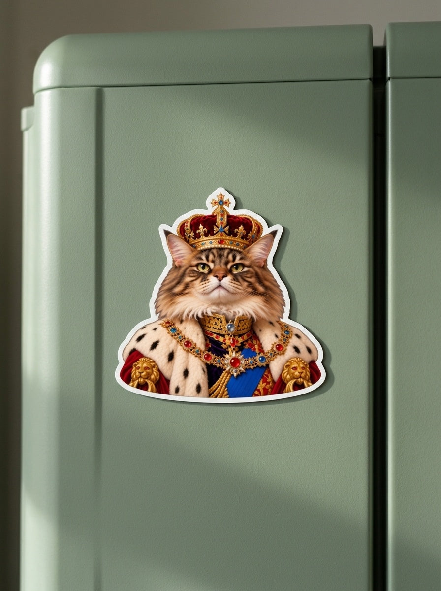 Custom cat portrait magnet, Royal style, lifestyle