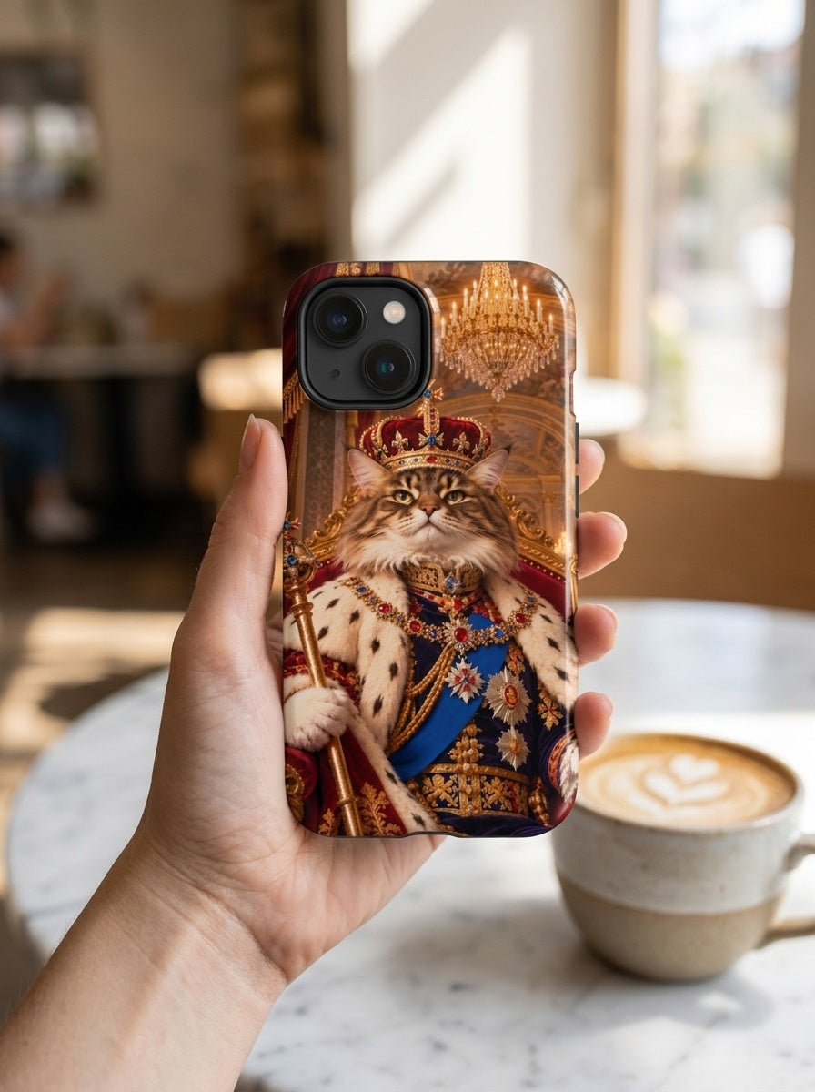 Custom cat portrait phone case, Royal style, lifestyle