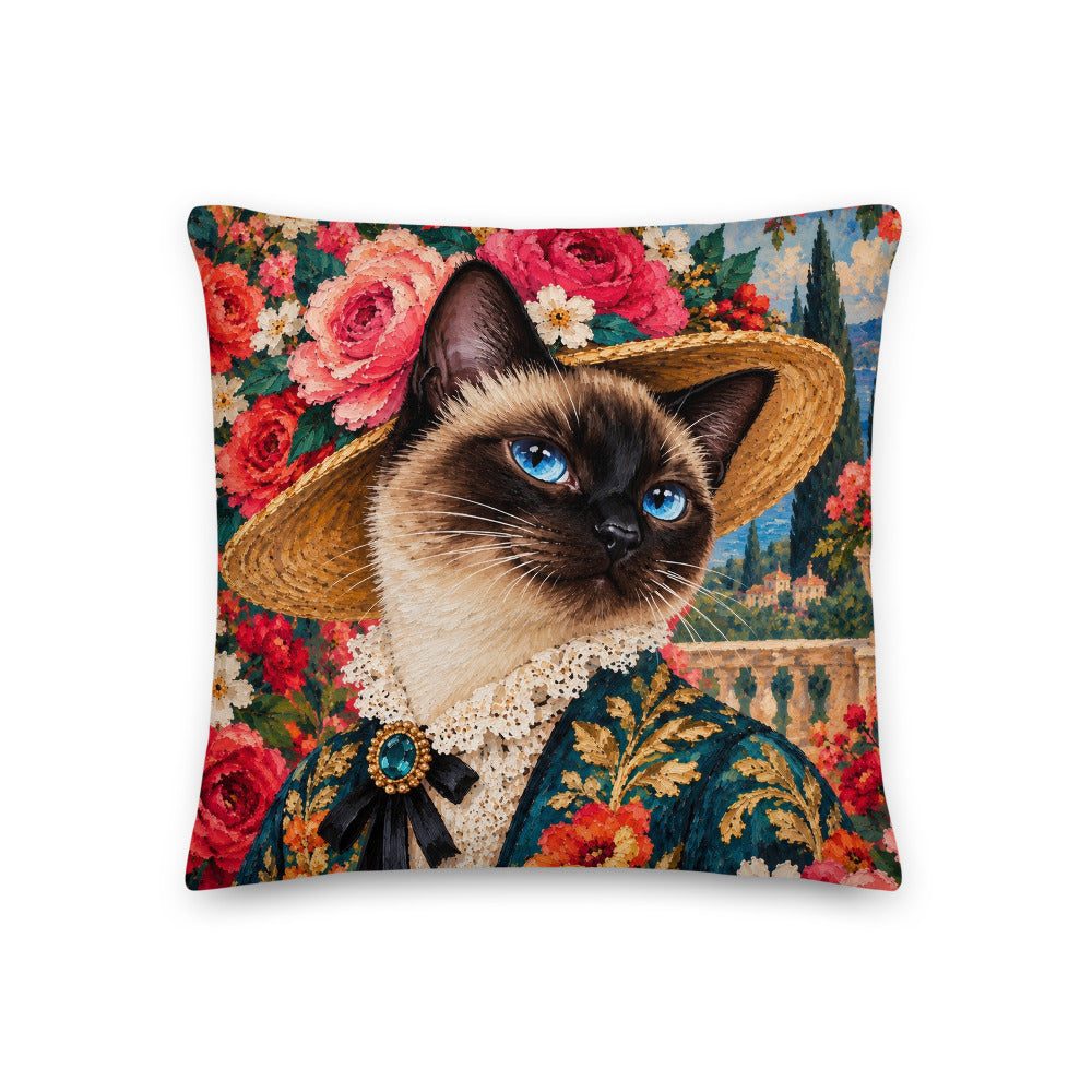 Custom cat portrait pillow, Pop Art style, square, front