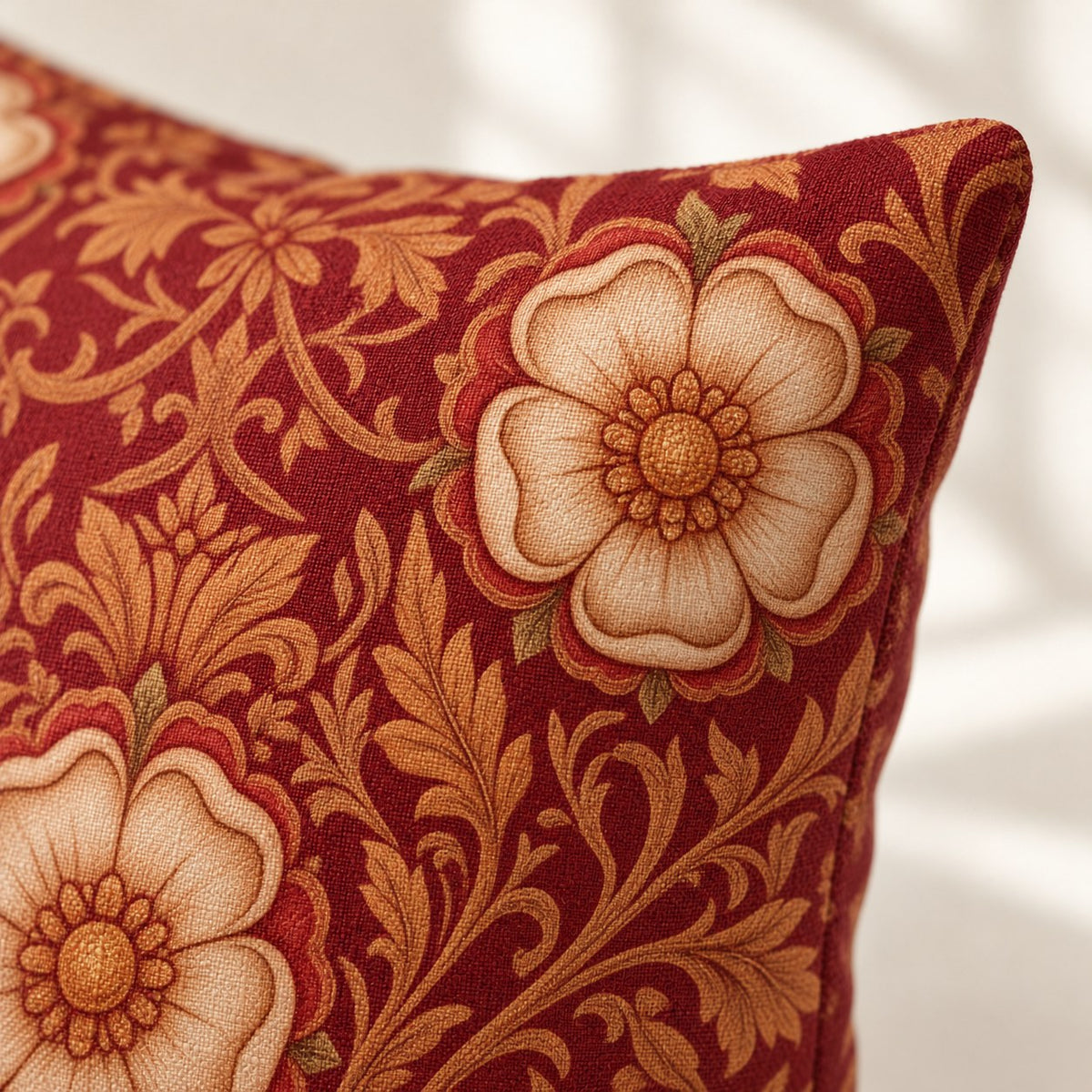 Custom cat portrait lumbar pillow, Royal style, Classic, 20" x 12", lumbar, fabric close-up