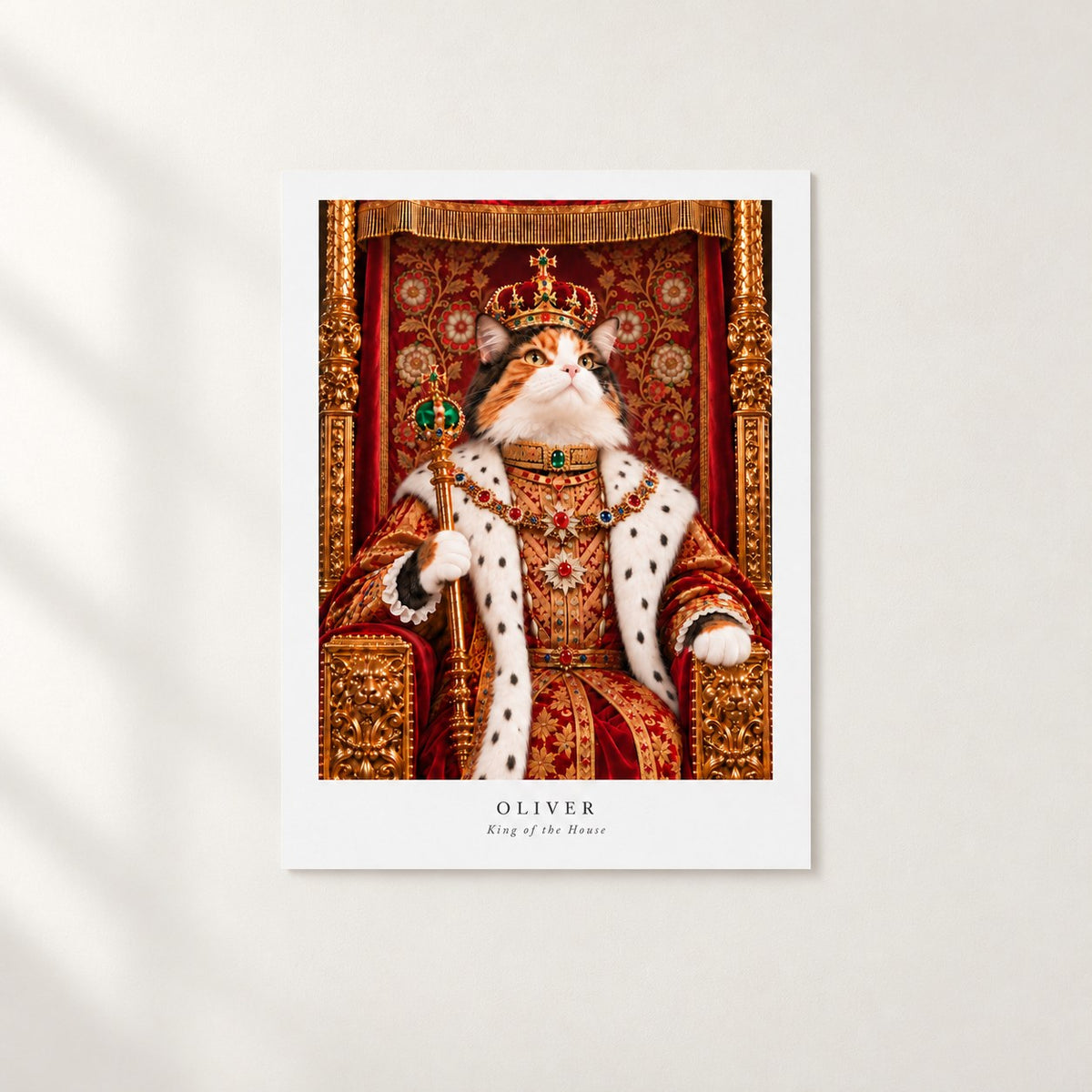 Custom cat portrait poster, Royal style, 18" x 24", Unframed, front