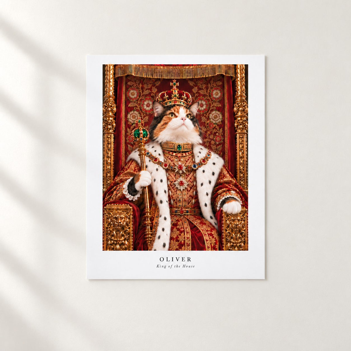 Custom cat portrait poster, Royal style, 8" x 10", Unframed, front