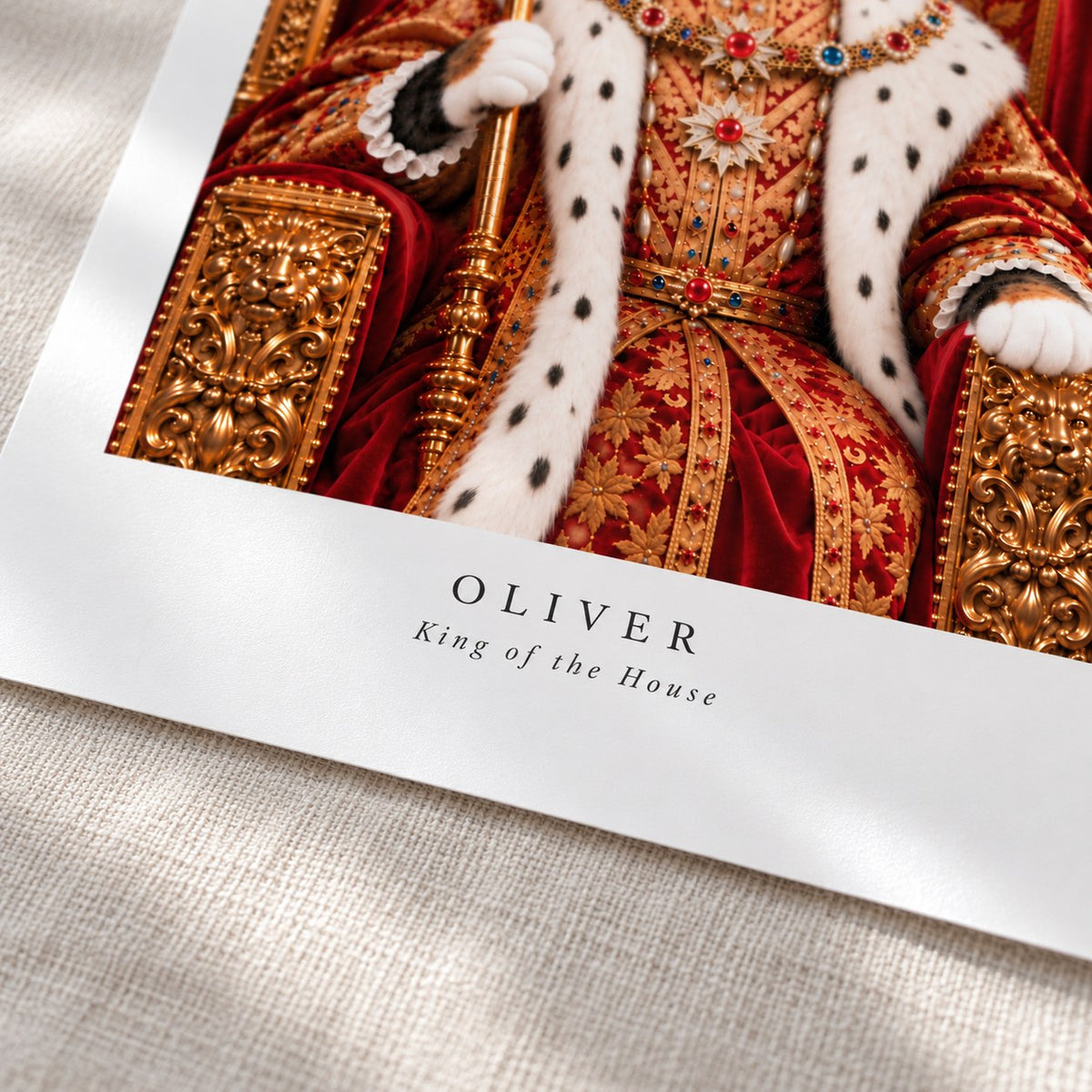 Custom cat portrait poster, Royal style, luster paper close-up