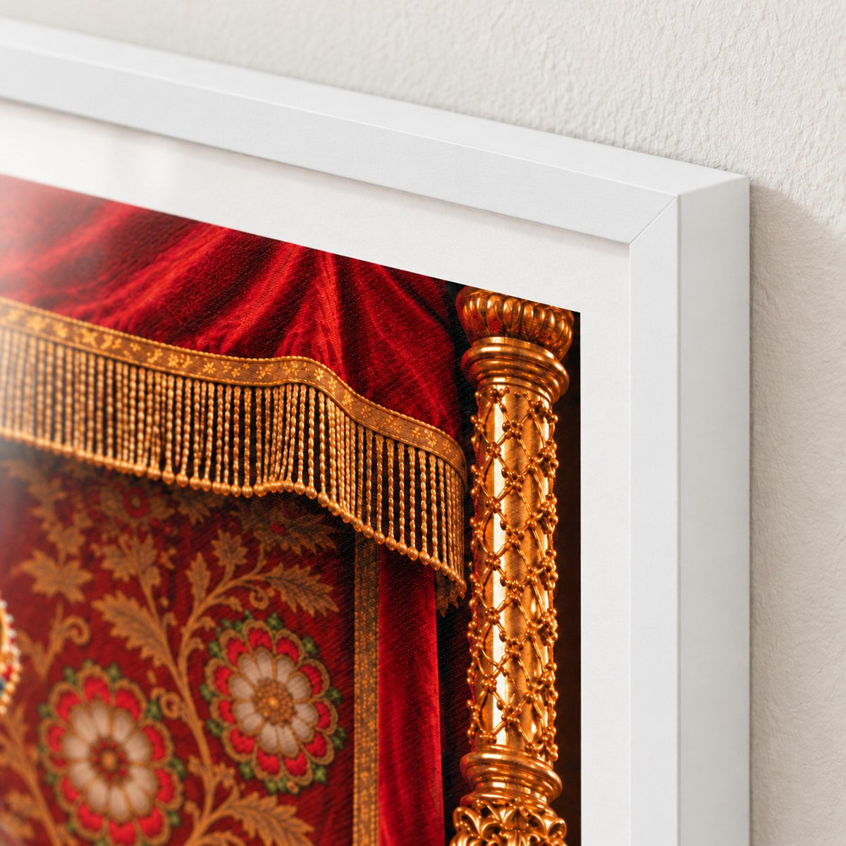 Custom cat portrait poster, Royal style, White frame, frame corner