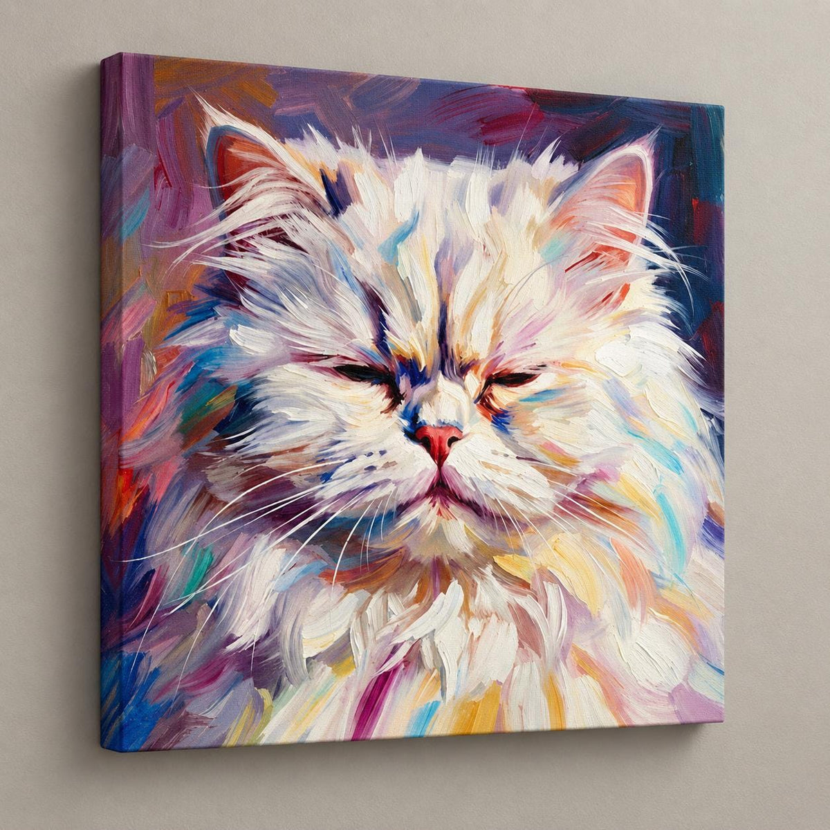 Expressive Brushstroke cat portrait canvas
