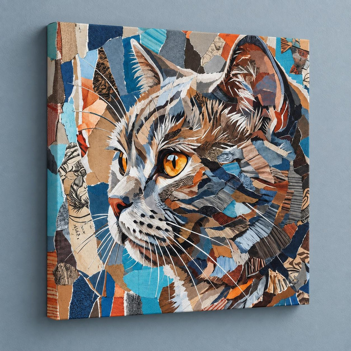 Modern Collage cat portrait canvas