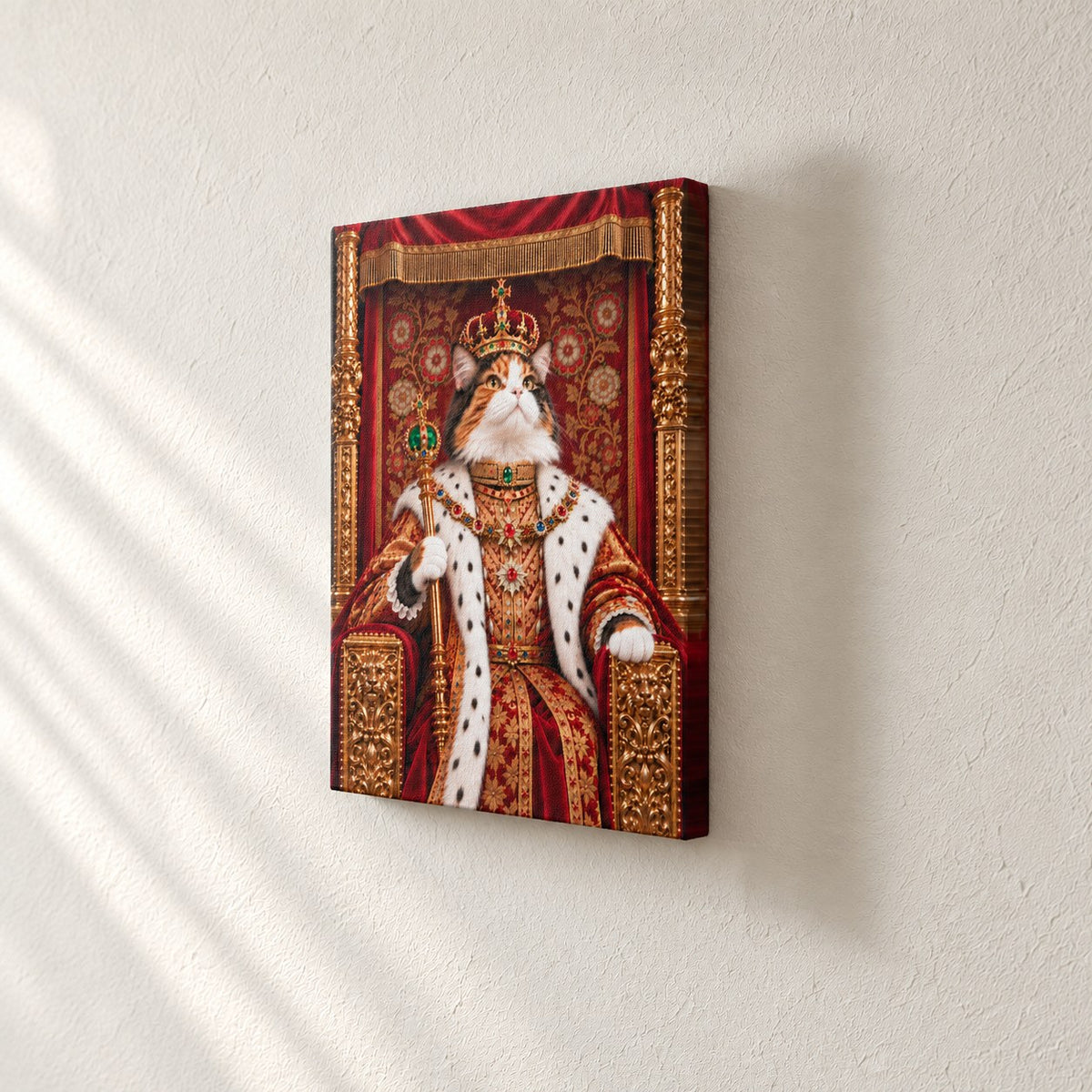 Royal cat portrait canvas, 1 cat, 8" x 10", Unframed, side view showing the depth