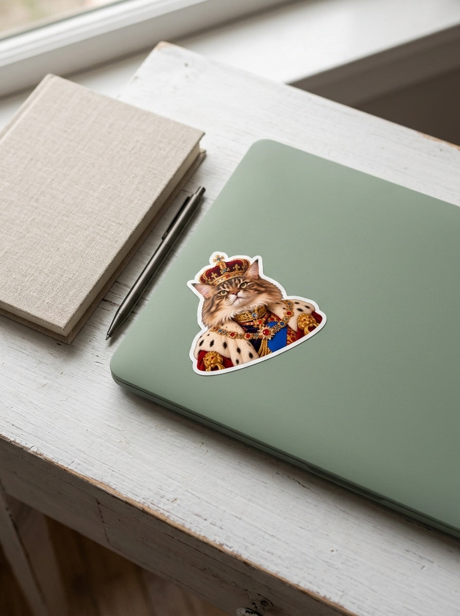 Custom cat portrait sticker, Royal style, lifestyle