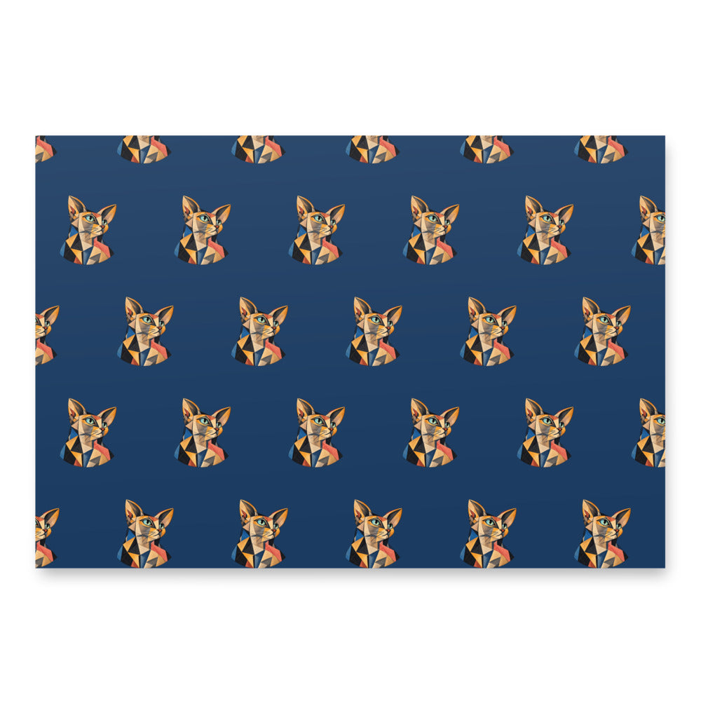 Custom cat portrait wrapping paper in the Cubism style