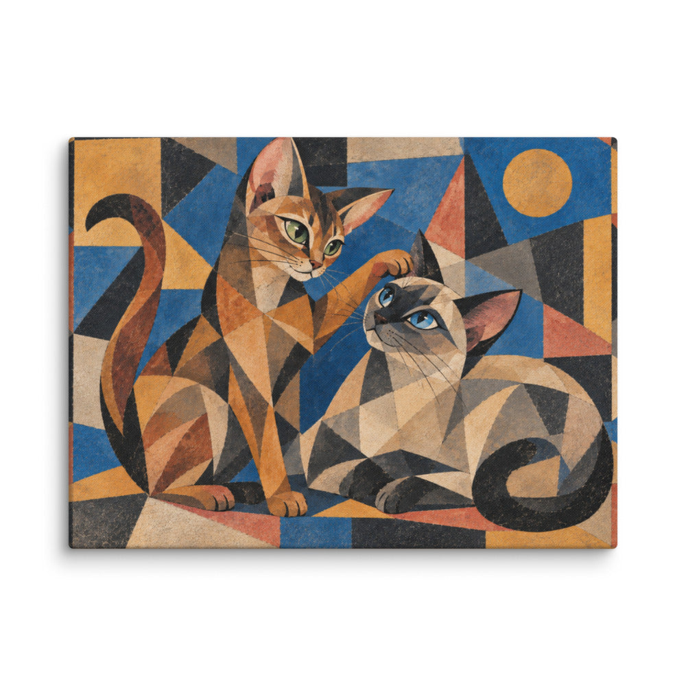 Cubism portrait of 2 cats, canvas print