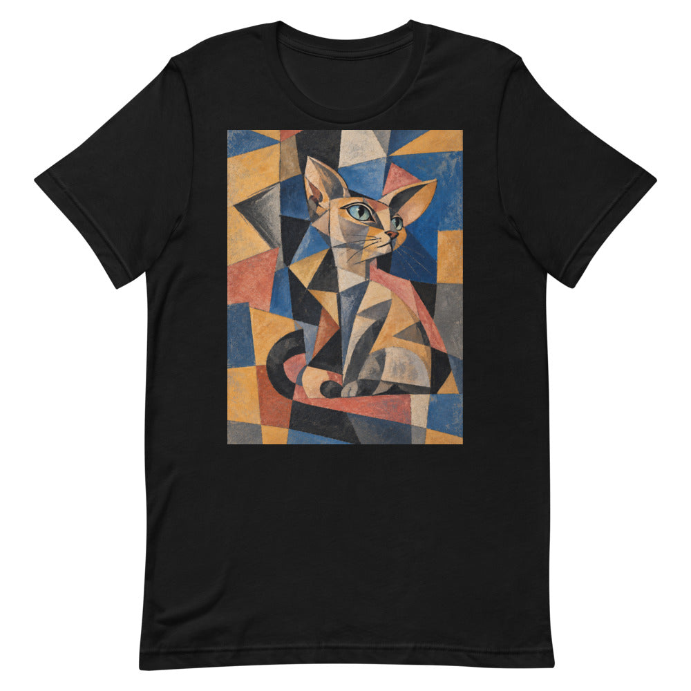 Custom cat portrait t-shirt in the Cubism style