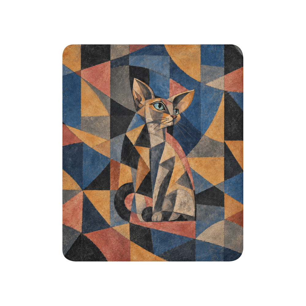 Custom cat portrait blanket in the Cubism style