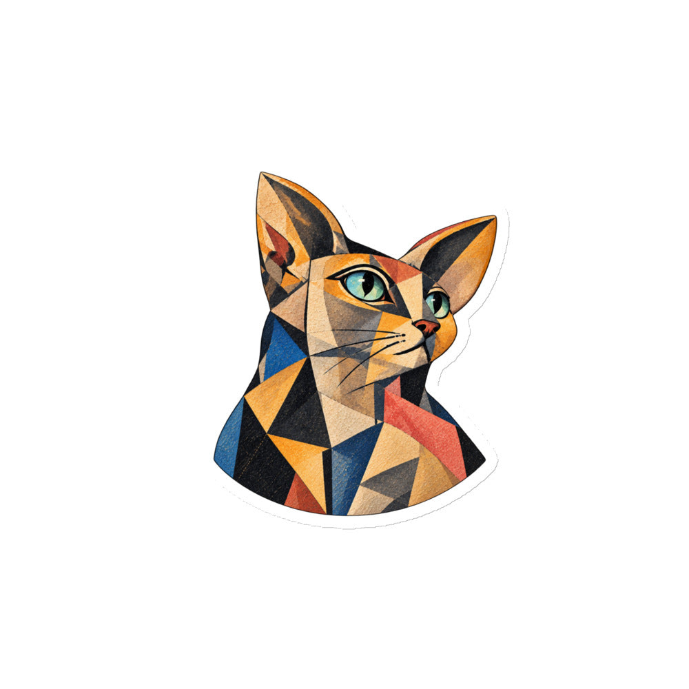 Custom cat portrait magnet in the Cubism style