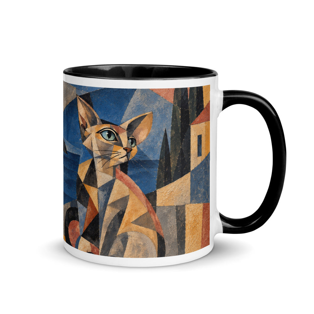 Custom cat portrait mug in the Cubism style
