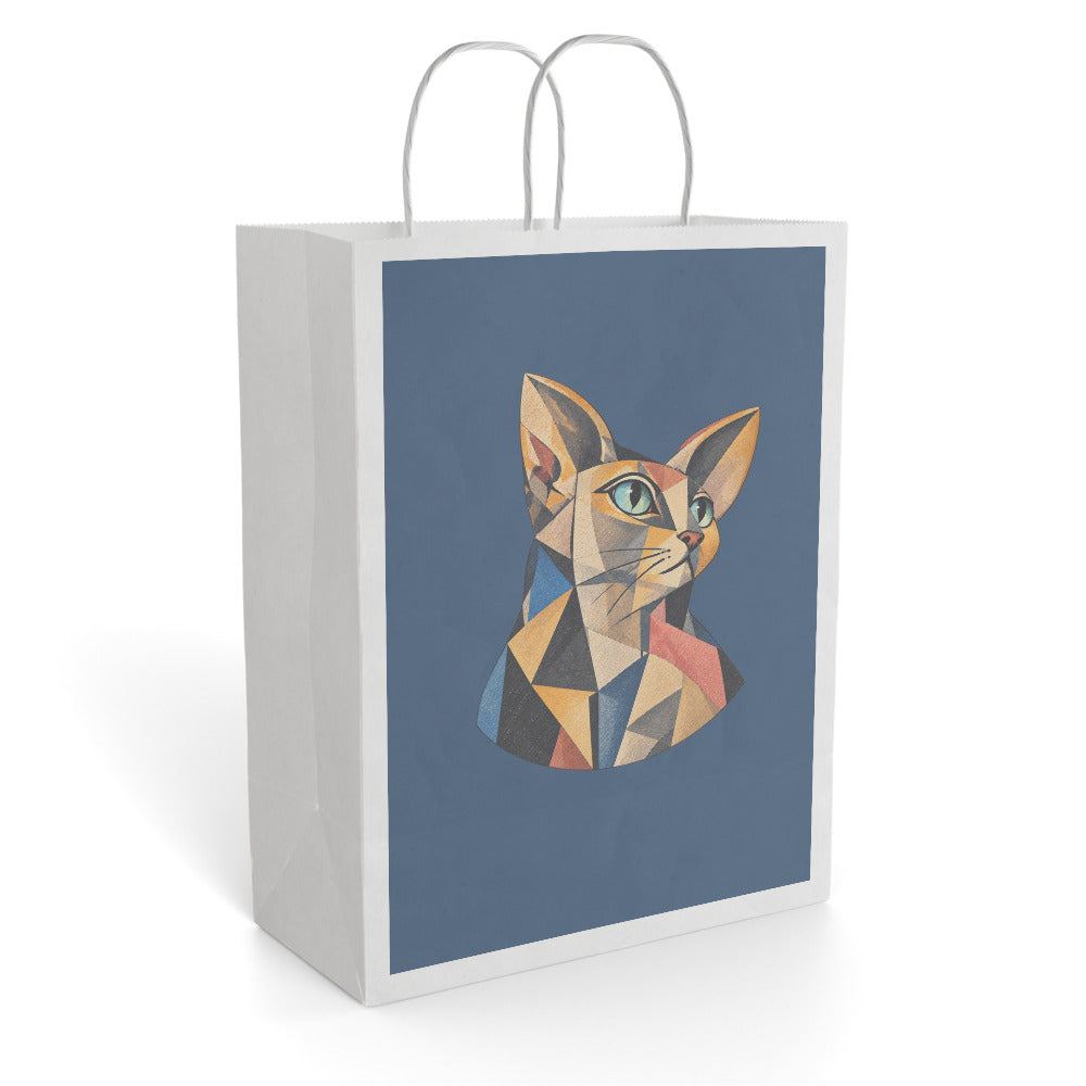 Custom cat portrait gift bag in the Cubism style