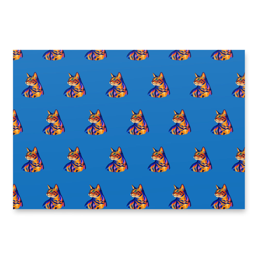 Custom cat portrait wrapping paper in the Expressionism style