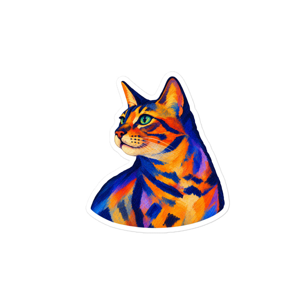Custom cat portrait sticker in the Expressionism style