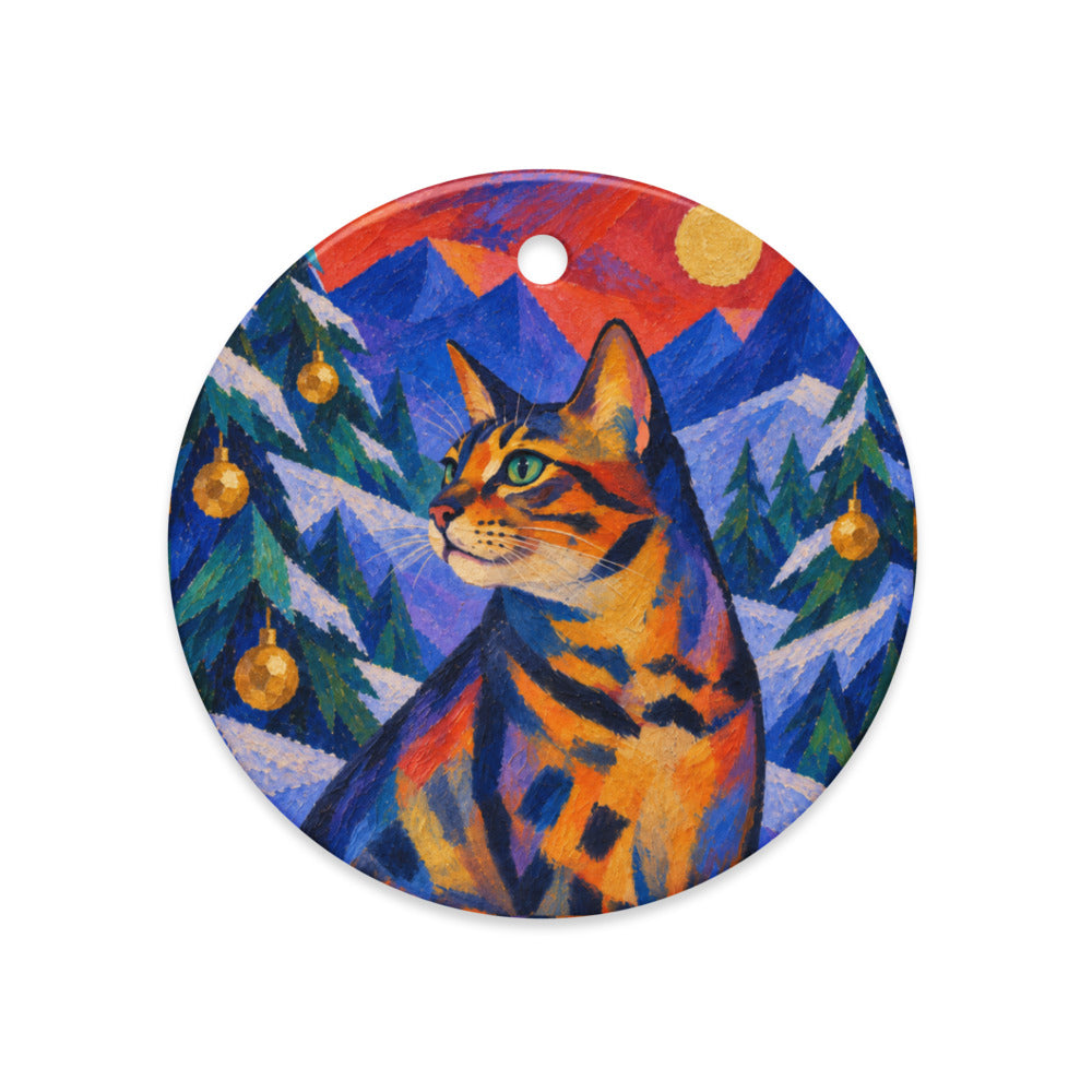 Custom cat portrait ornament in the Expressionism style