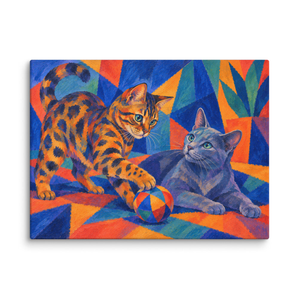 Expressionism portrait of 2 cats, canvas print