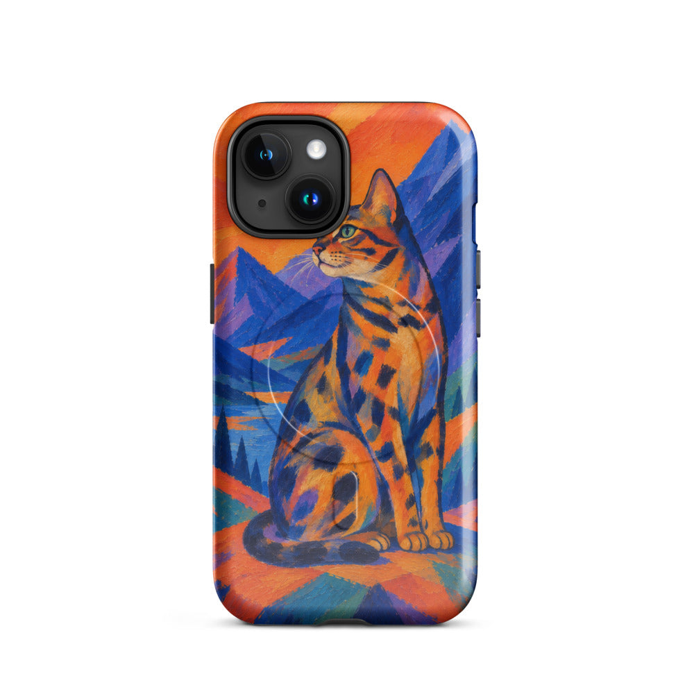 Custom cat portrait phone case in the Expressionism style