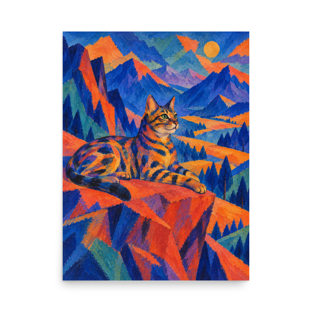 Custom cat portrait poster in the Expressionism style