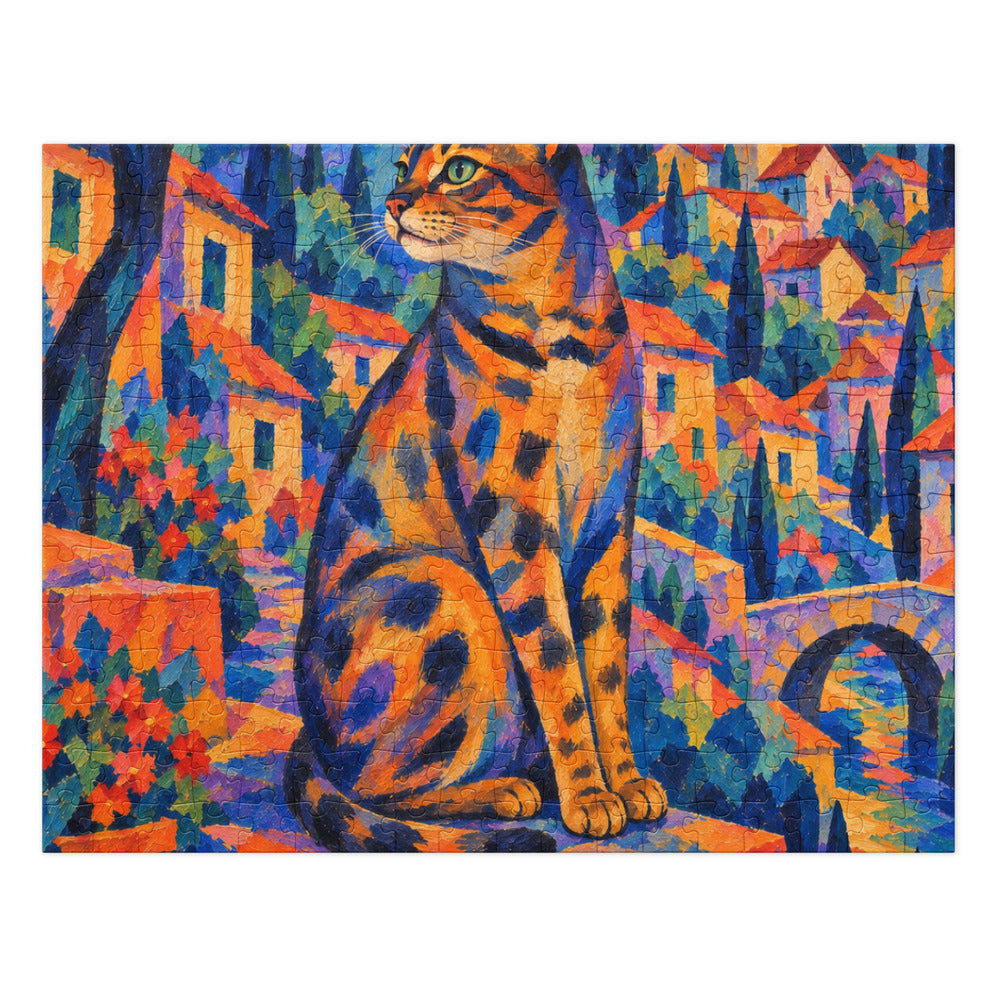 Custom cat portrait jigsaw puzzle in the Expressionism style