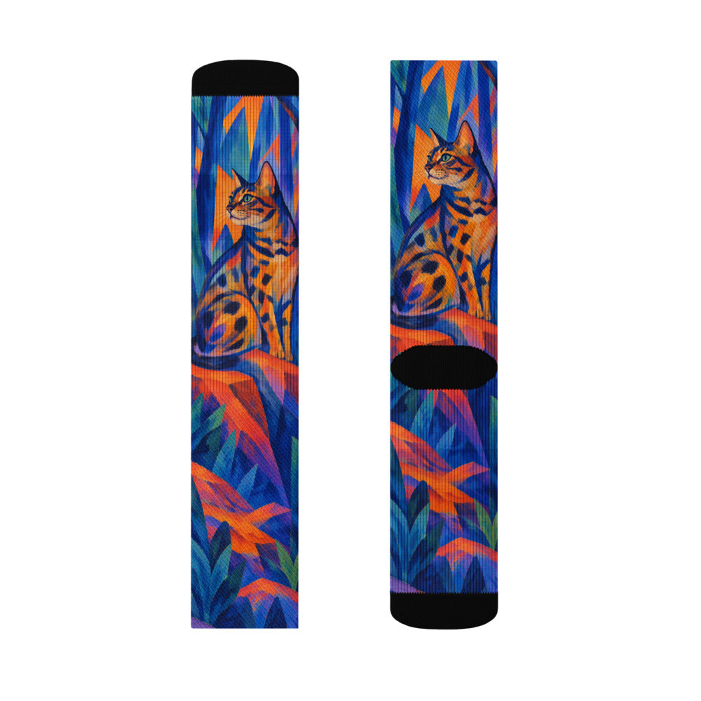 Custom cat portrait socks in the Expressionism style