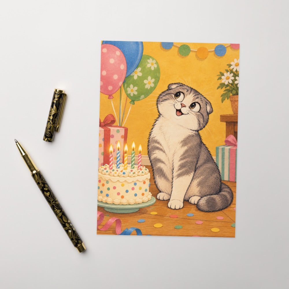 Custom cat portrait greeting card, Cartoon style, lifestyle