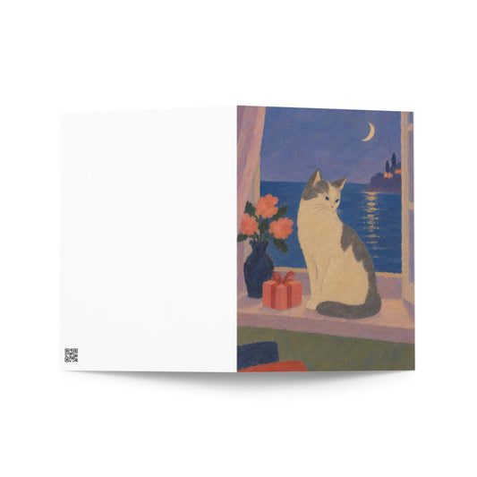 Custom cat portrait greeting card in the Modern Minimalism style