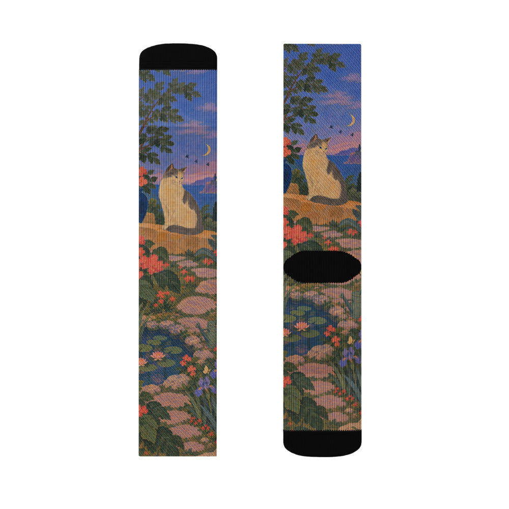 Custom cat portrait socks in the Modern Minimalism style