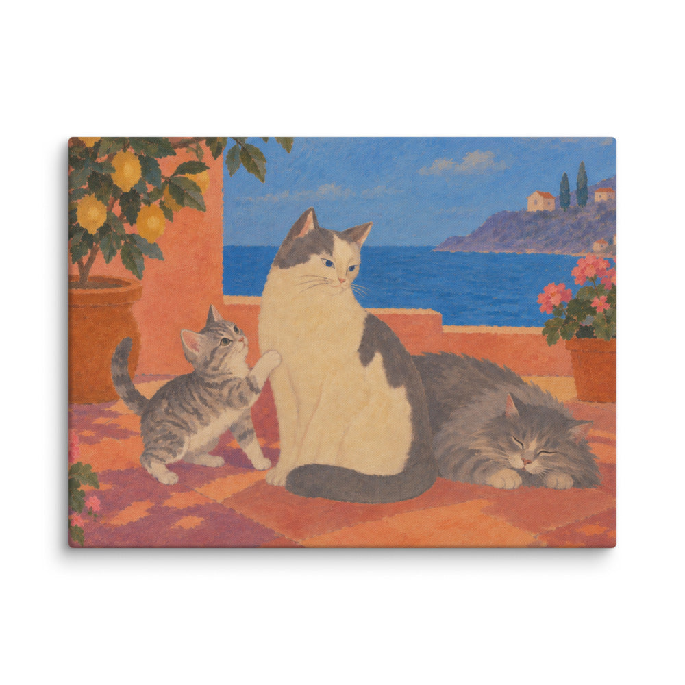 Modern Minimalism portrait of 3 cats, canvas print