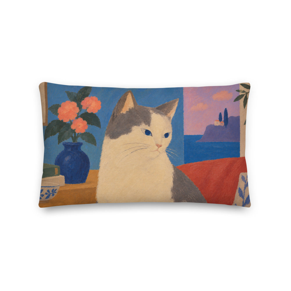 Custom cat portrait lumbar pillow, Modern Minimalism style, 20" x 12", lumbar